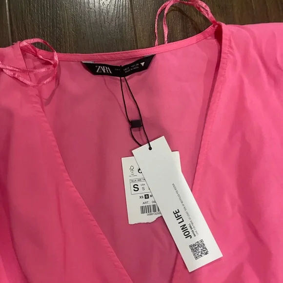 Zara new sleeve poplin pink dress - Picture 5 of 6